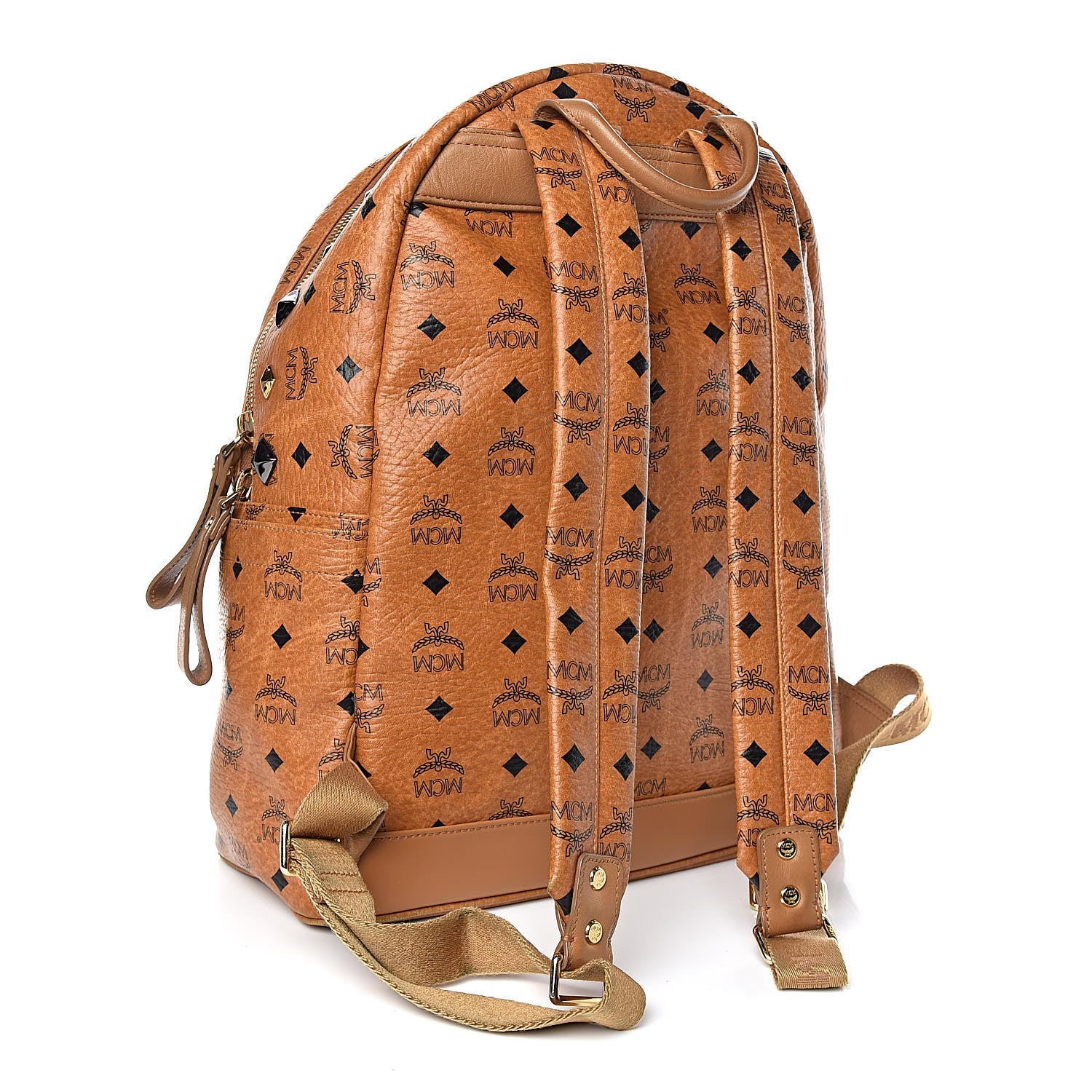MCM Visetos Studded Medium Stark M Backpack Cognac 3 of 8
