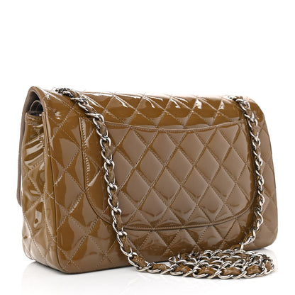 Chanel Patent Calfskin Quilted Jumbo Double Flap Grey 2 of 12