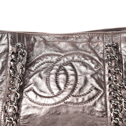 Chanel Metallic Cracked Calfskin Modern Chain Tote Dark Silver 16 of 16