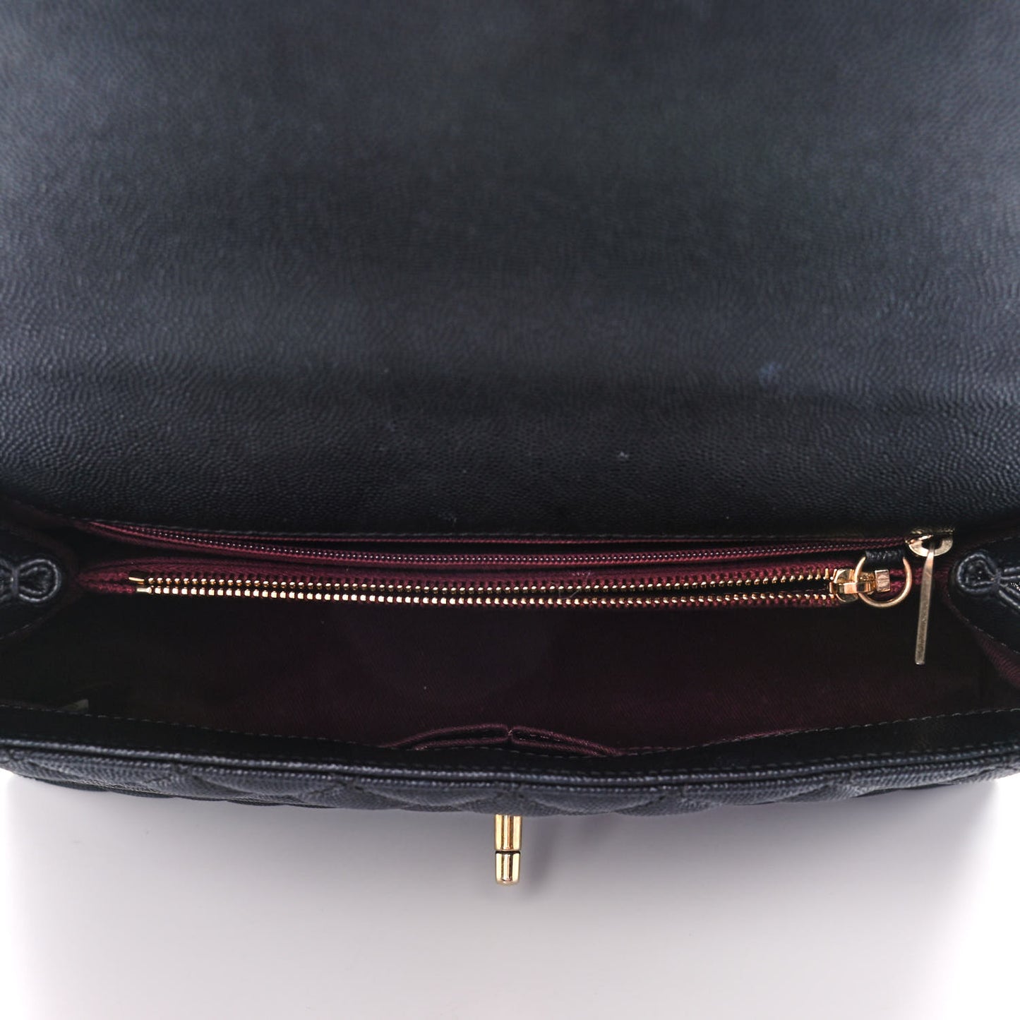 Caviar Quilted Small Coco Handle Flap Black