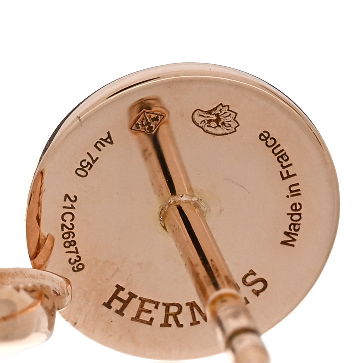 Hermes 18K Rose Gold TPM Ex-Libris Stud Earrings 4 of 5