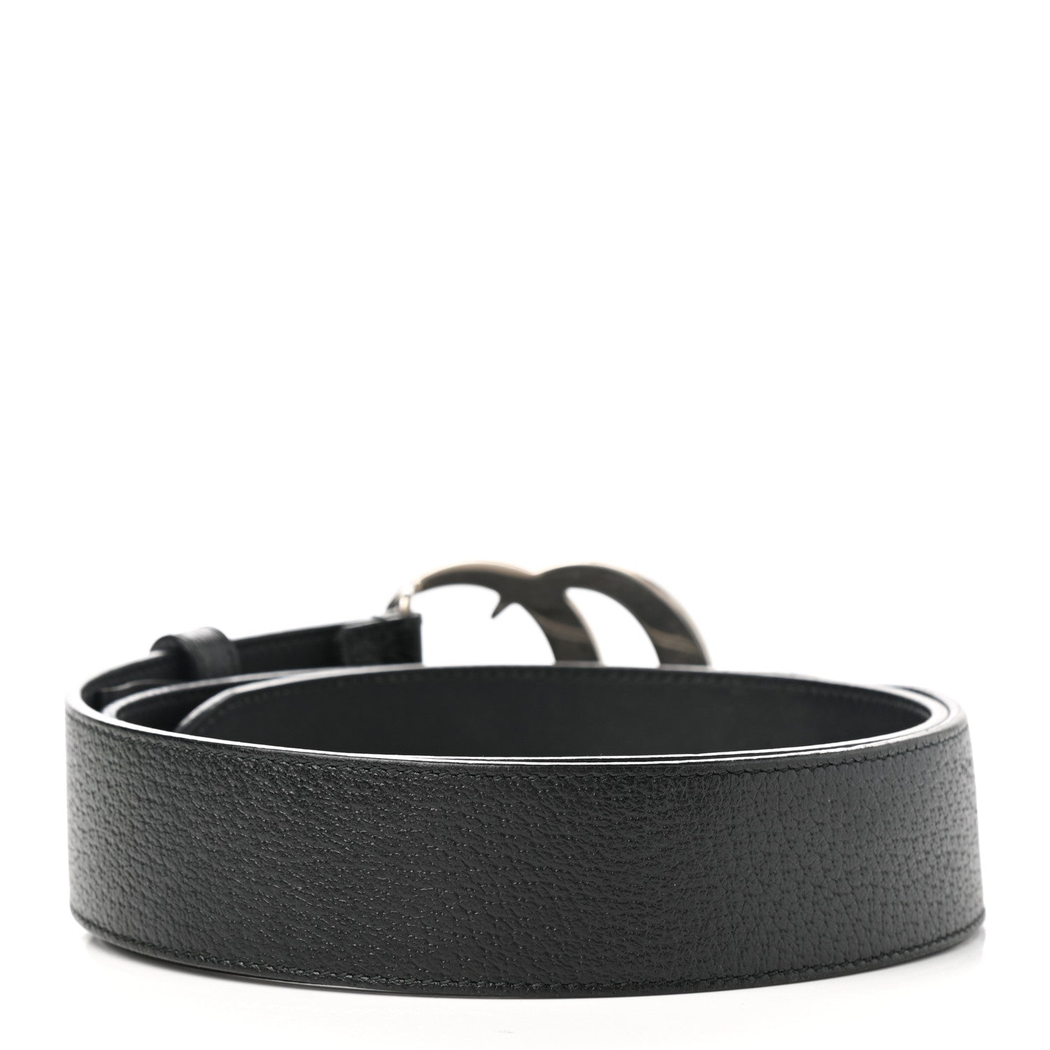 Gucci Textured Dollar Calfskin Nickel Double G 40mm Belt 90 36 Black 2 of 5