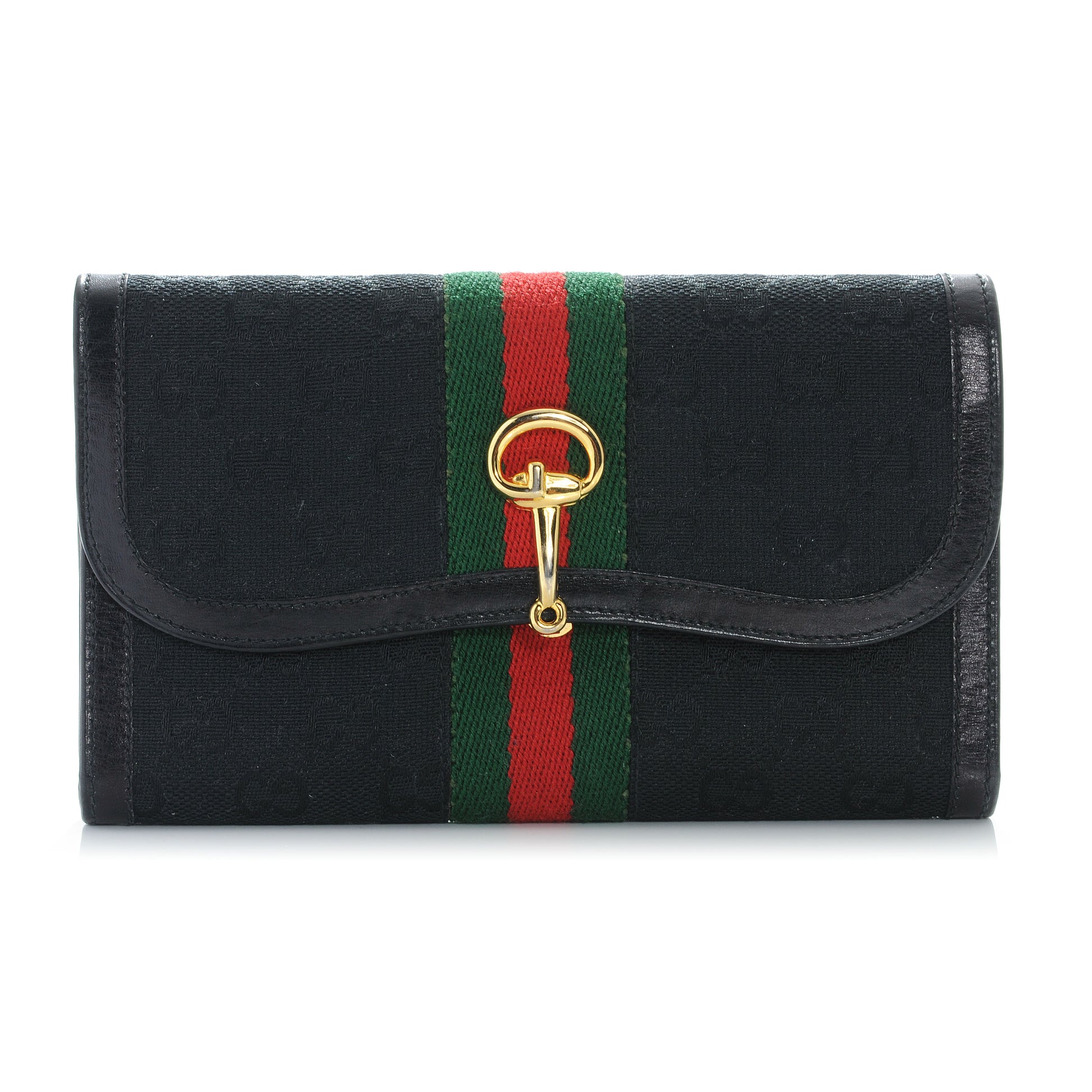 Gucci Monogram Horsebit Web Wallet Black 1 of 6