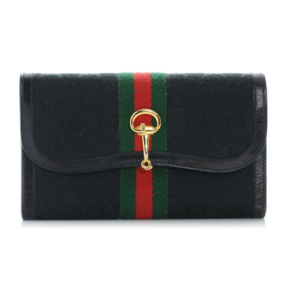 Gucci Monogram Horsebit Web Wallet Black 1 of 6