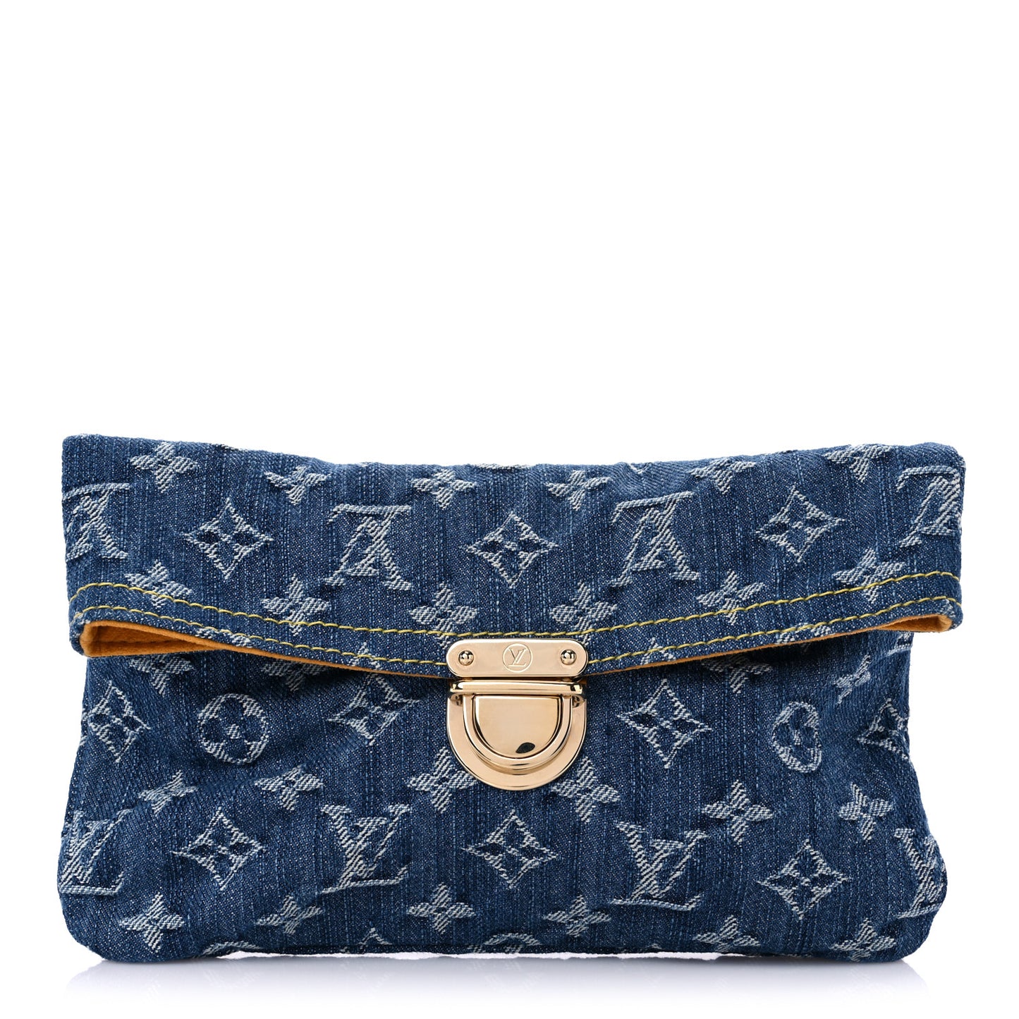 Monogram Denim Pochette Plat Clutch Blue