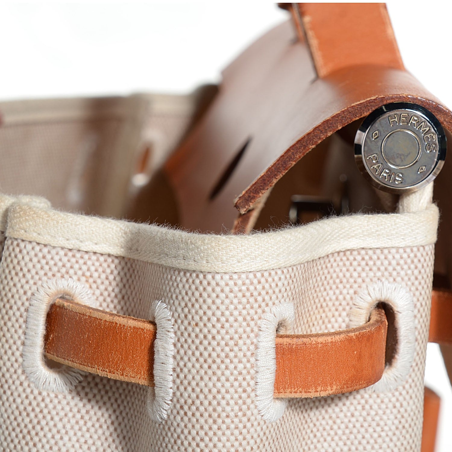 Hermes Toile Vache Calfskin Herbag 30 PM Backpack Natural 14 of 15