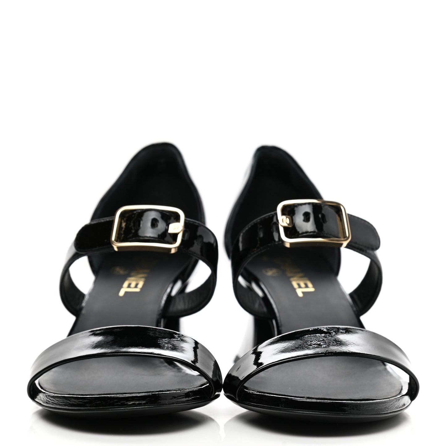 Patent Goatskin Sandals 40 Black