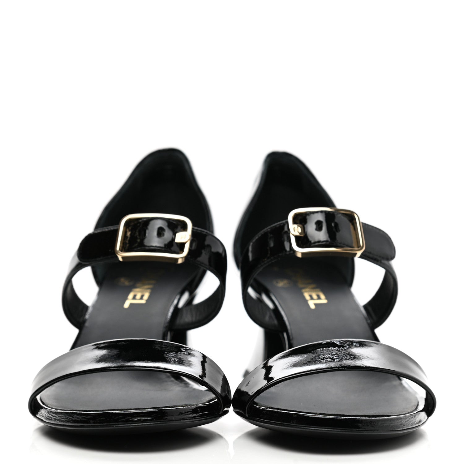 Chanel Patent Goatskin Sandals 40 Black 2 of 9