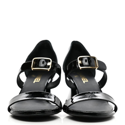 Chanel Patent Goatskin Sandals 40 Black 2 of 9