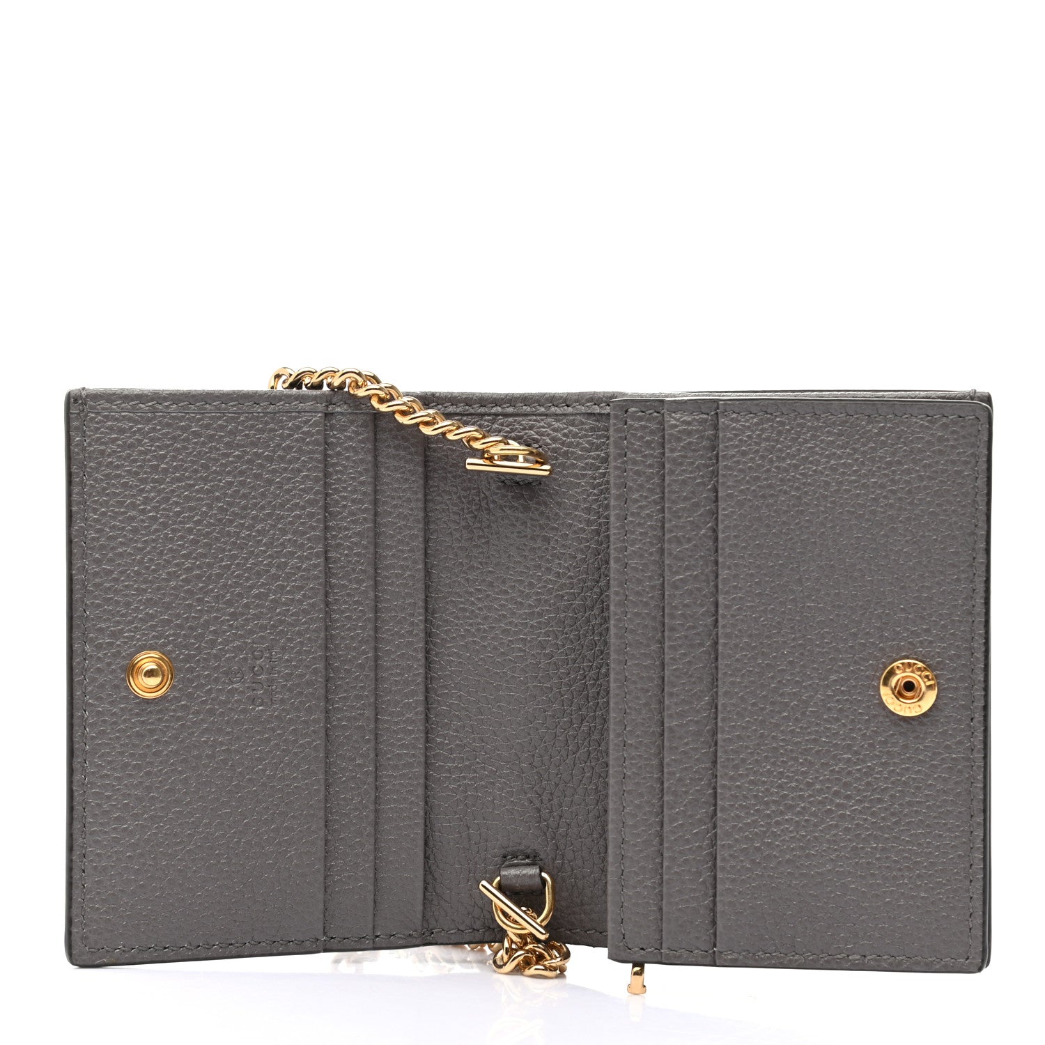 Gucci Grainy Calfskin Zumi Chain Card Case Wallet Dusty Grey 5 of 7
