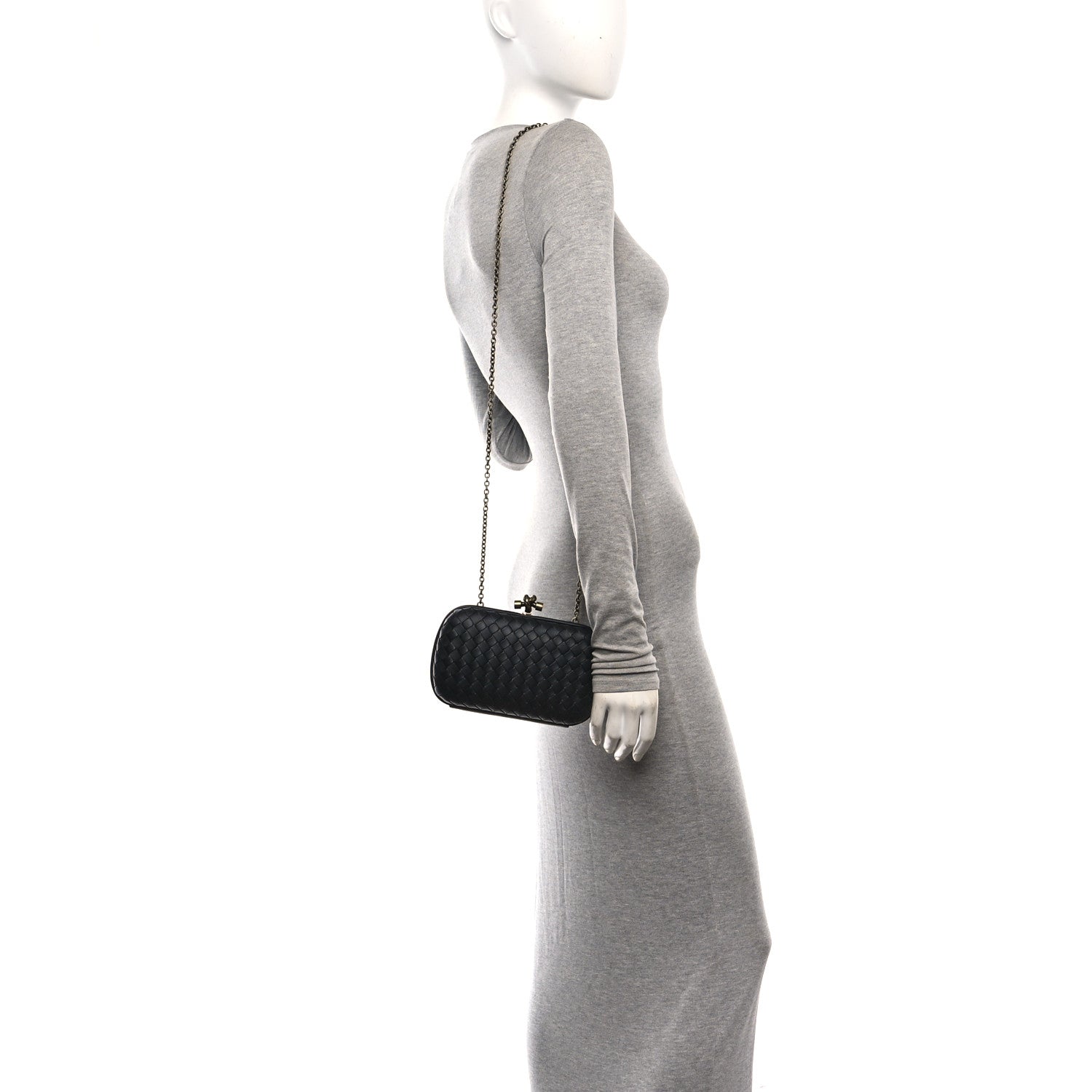 Bottega Veneta Nappa Intrecciato Chain Knot Clutch Black 2 of 9