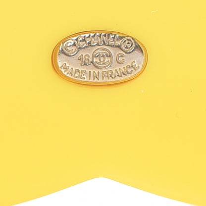Chanel Resin Glitter Crystal CC Brooch Yellow Blue 4 of 6