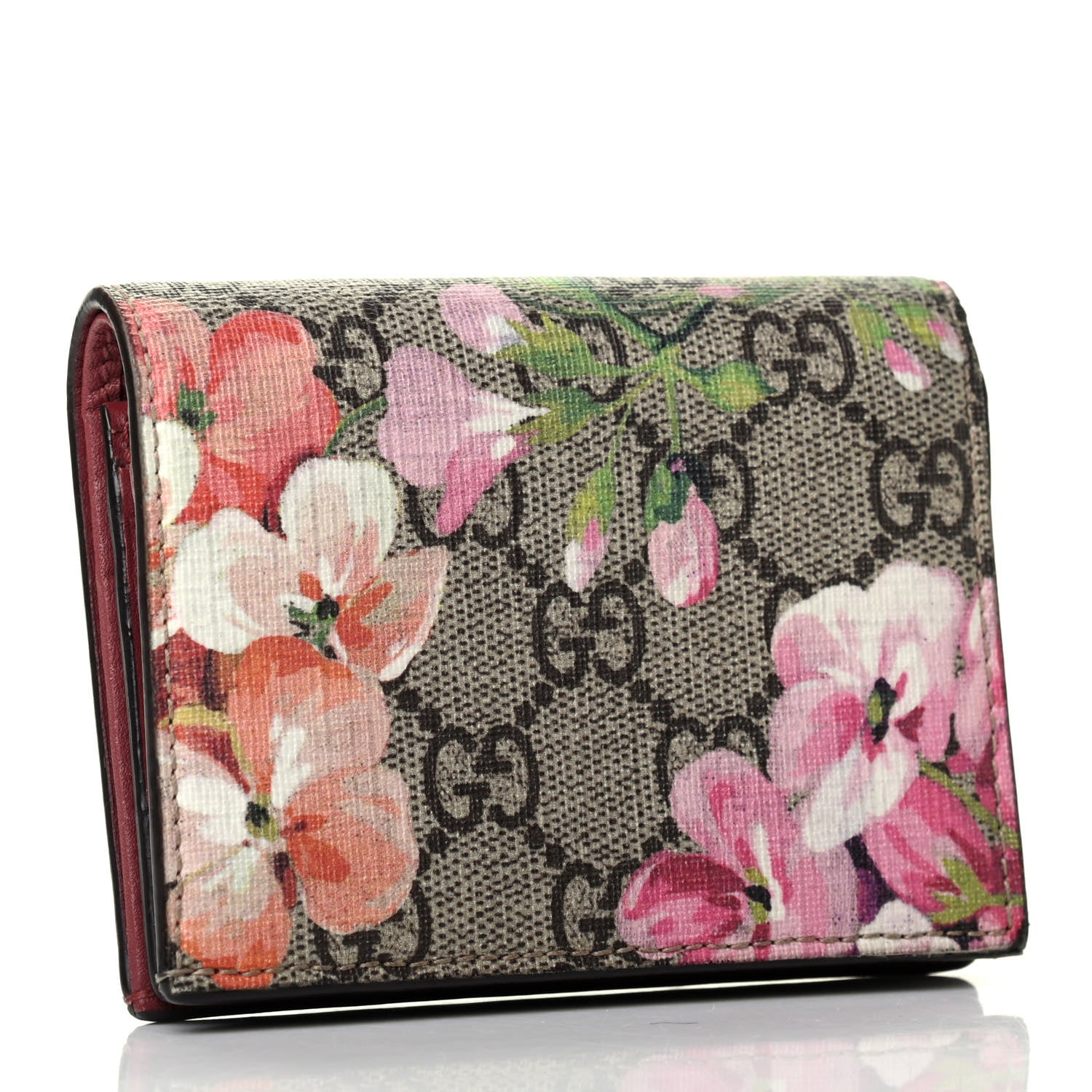 Gucci GG Supreme Monogram Blooms Card Case Wallet Beige Multicolor Dry Rose 3 of 8
