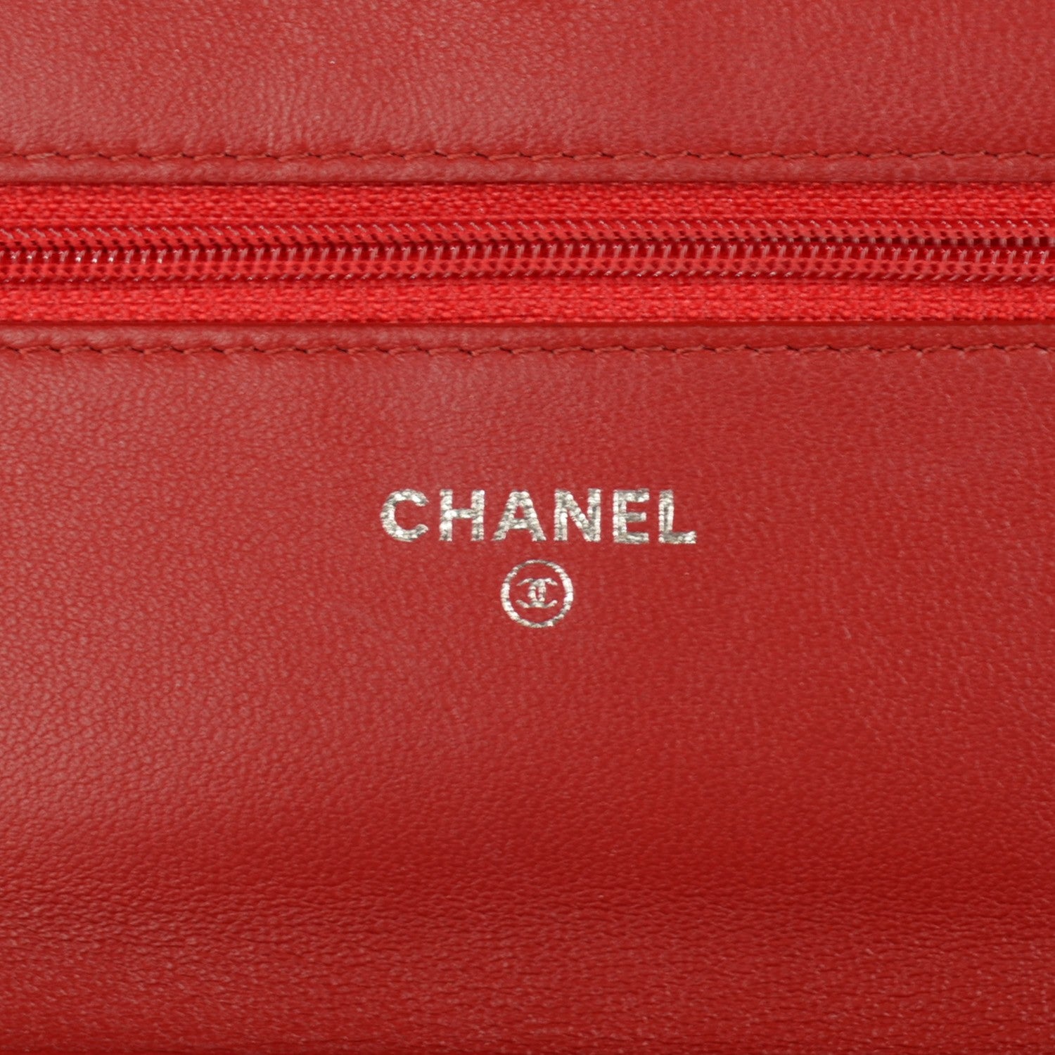 Chanel Lambskin Camellia Embossed Wallet On Chain WOC Red 6 of 8