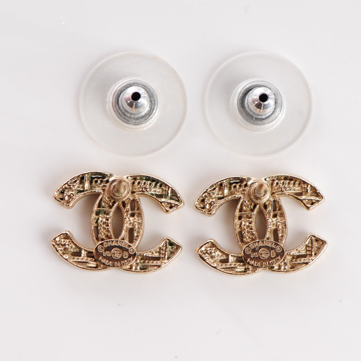 Chanel Tweed Effect CC Earrings Gold 3 of 3
