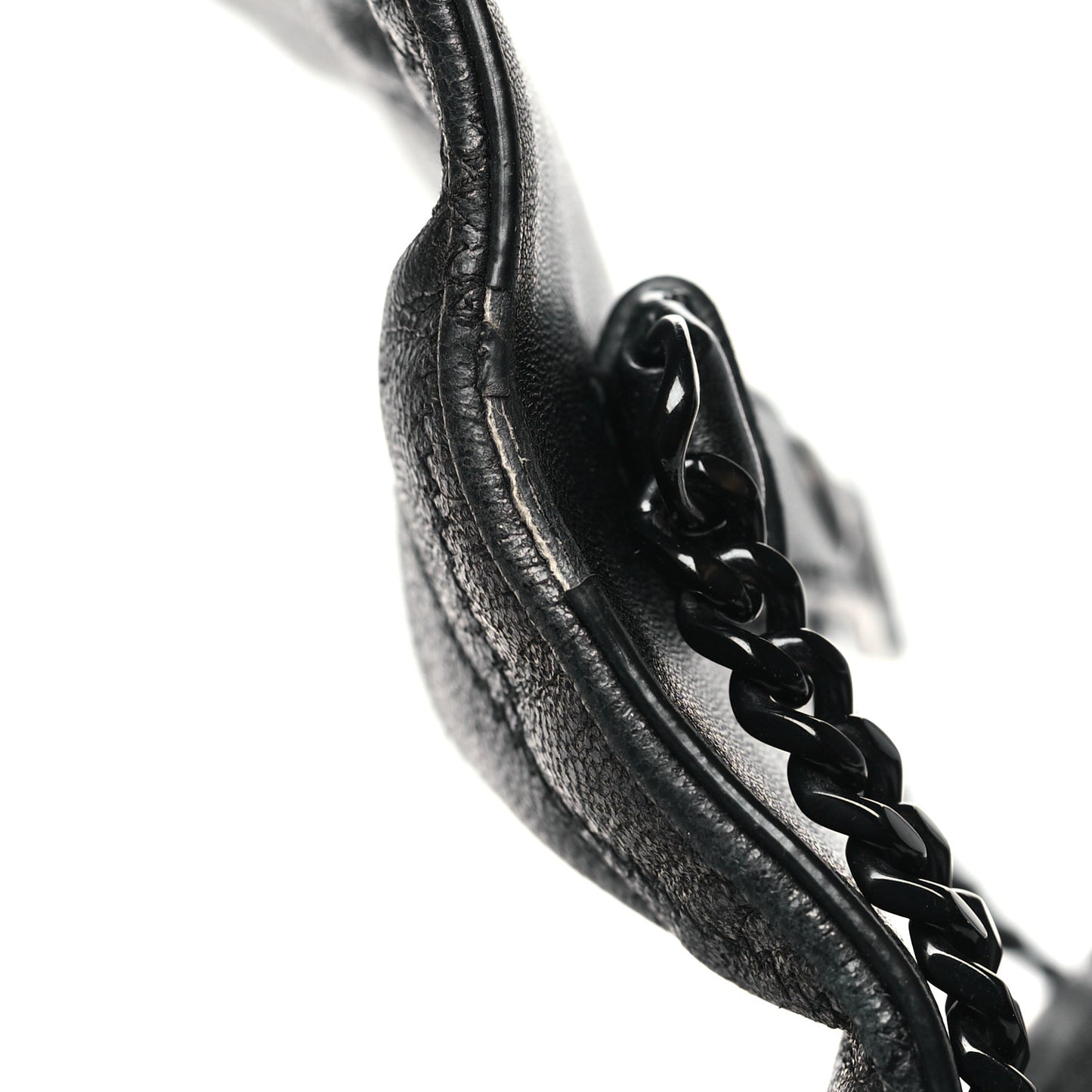 Lambskin Diamond Quilted Monogram Angie Chain Bag Black