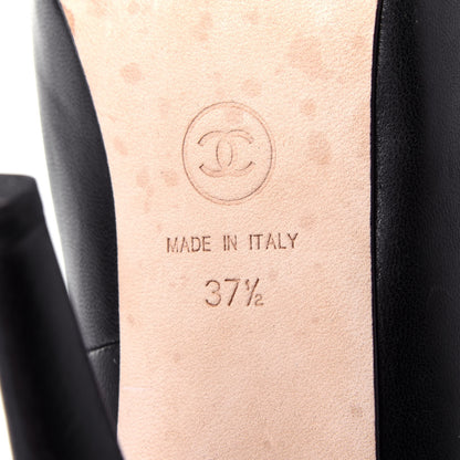 Chanel Lambskin Cap Toe CC Pumps 37.5 Black 10 of 13