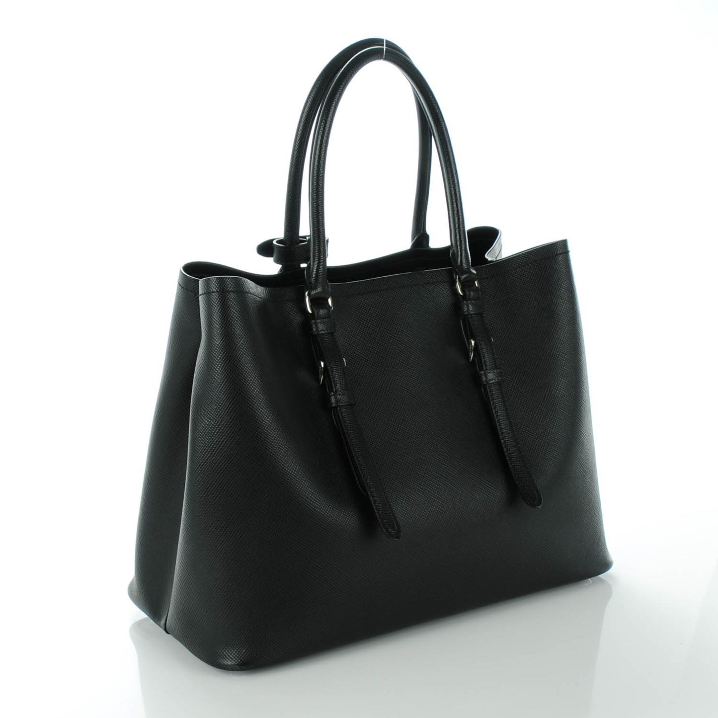 Saffiano Cuir Medium Double Handle Tote Black