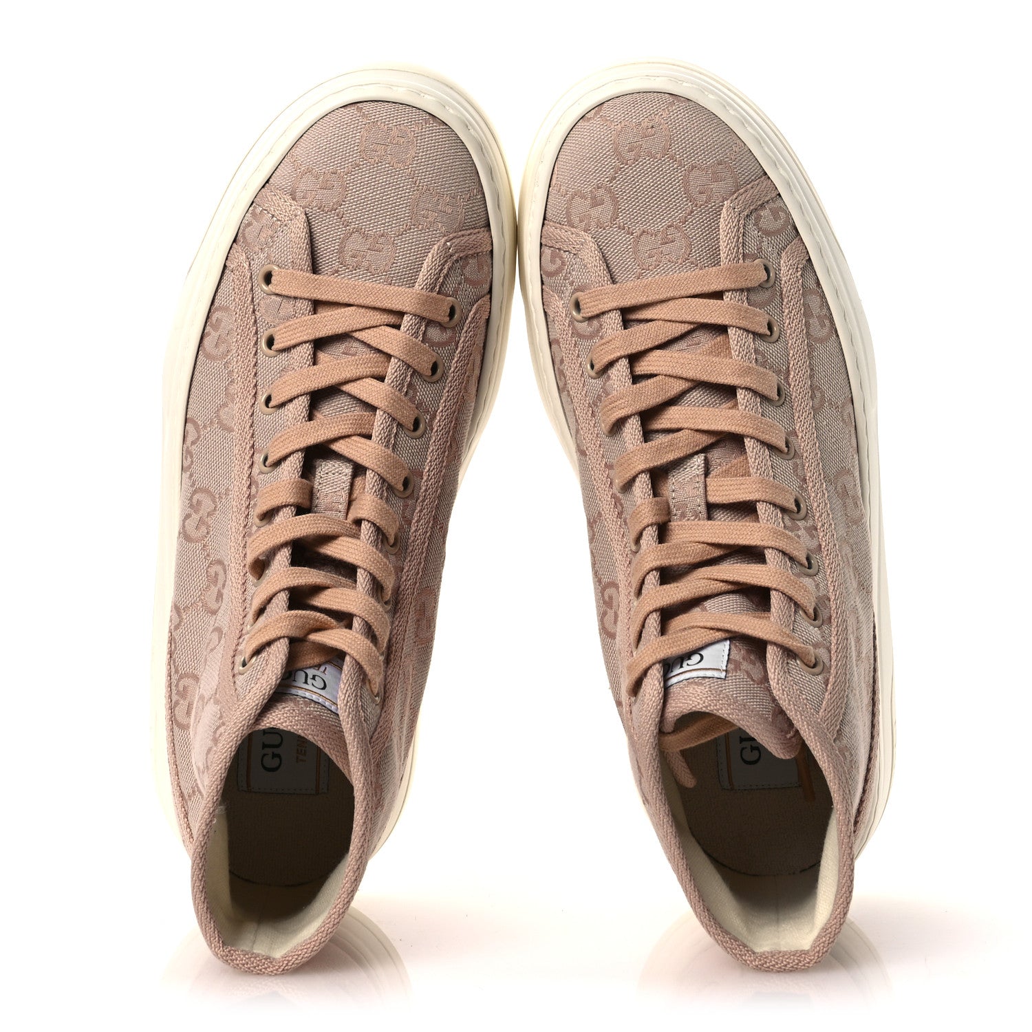 Gucci New Canvas GG Monogram Womens Tennis 1977 High Top 55mm Platform Sneakers 38 Skin Rose Dark Skin Rose 2 of 10