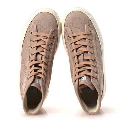 Gucci New Canvas GG Monogram Womens Tennis 1977 High Top 55mm Platform Sneakers 38 Skin Rose Dark Skin Rose 2 of 10