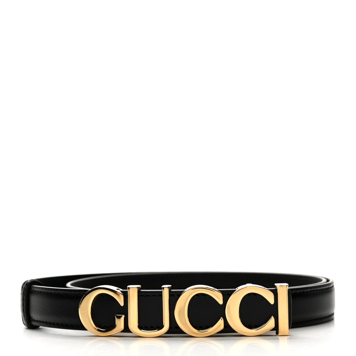 Plutone Calfskin Gucci Buckle 20mm Thin Belt 85 34 Black