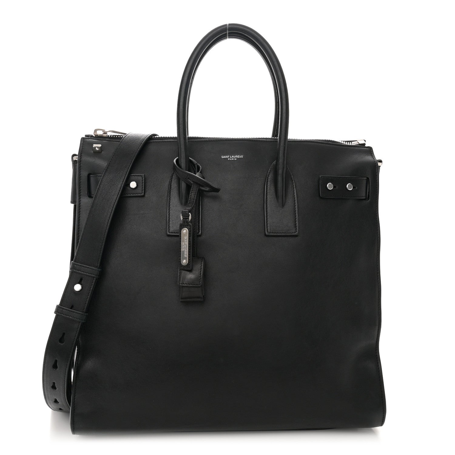 Saint Laurent Grained Calfskin Sac De Jour Souple North South Tote Black 1 of 11