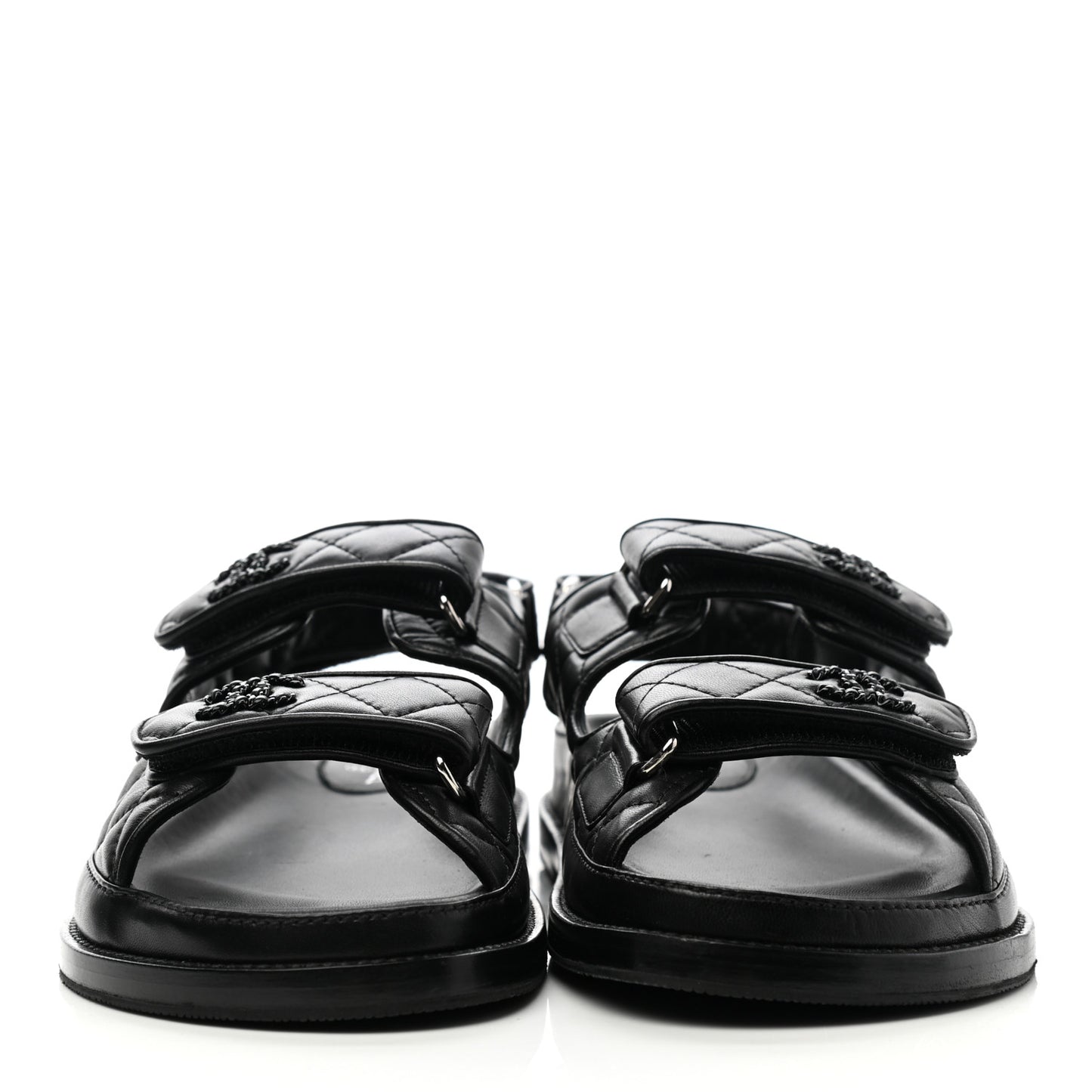 Lambskin Velcro Dad Sandals 38 Black