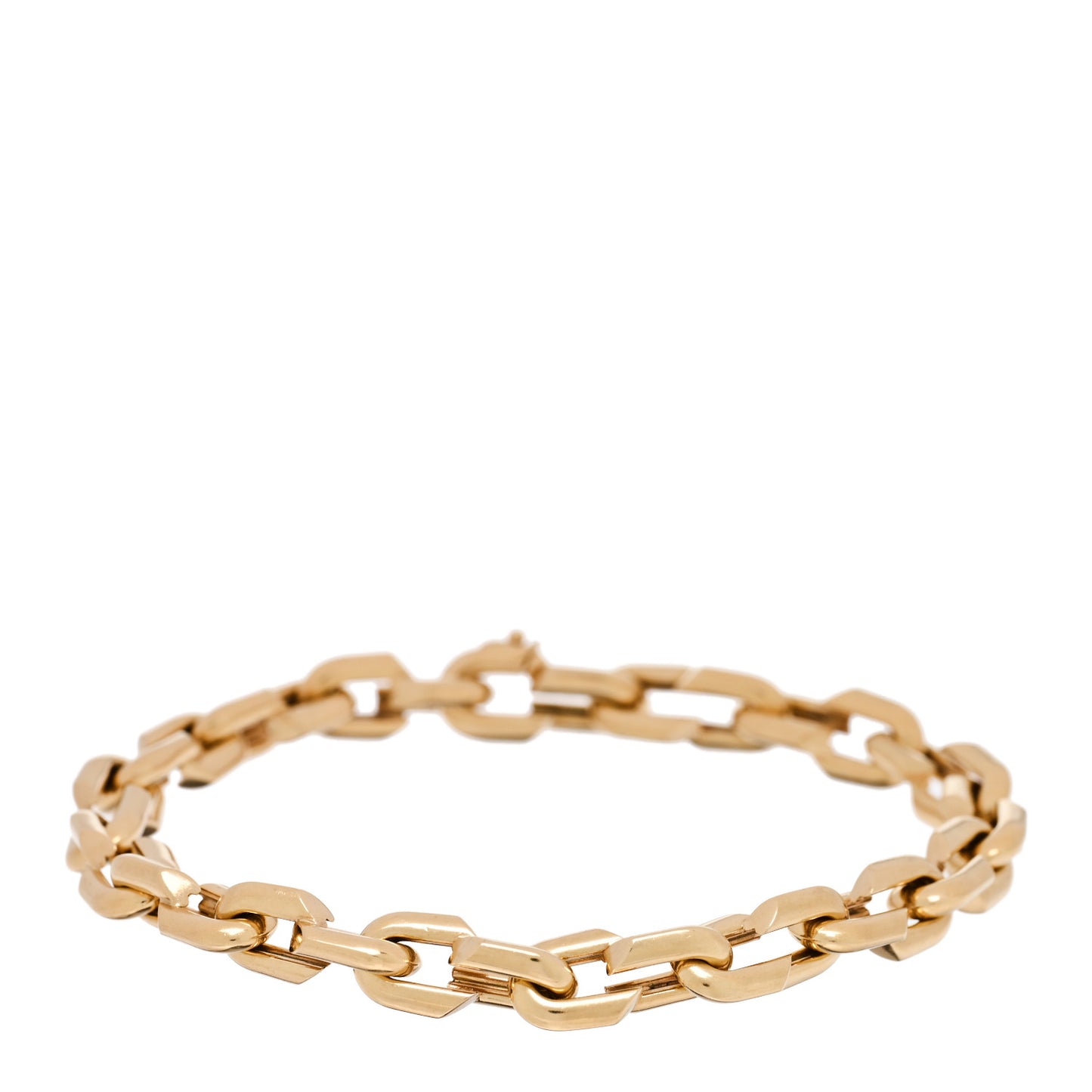 18K Yellow Gold Small Strong Hearts Love Link Chain Bracelet