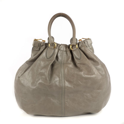 Miu Miu Vitello Lux Gathered Shopper Tote Astro 1 of 8