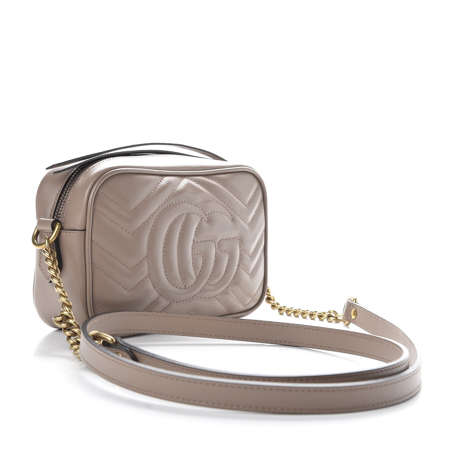 Gucci Calfskin Matelasse Mini GG Marmont Chain Shoulder Bag Porcelain Rose 3 of 10