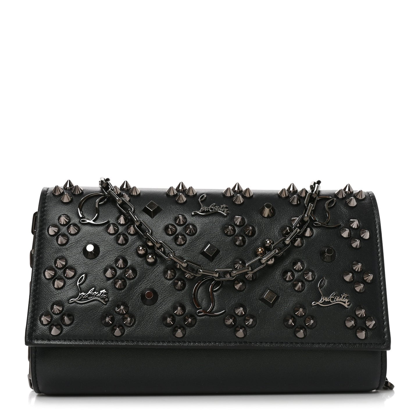 Calfskin Spikes Loubinthesky Paloma Clutch Zaffiro Zaffiro