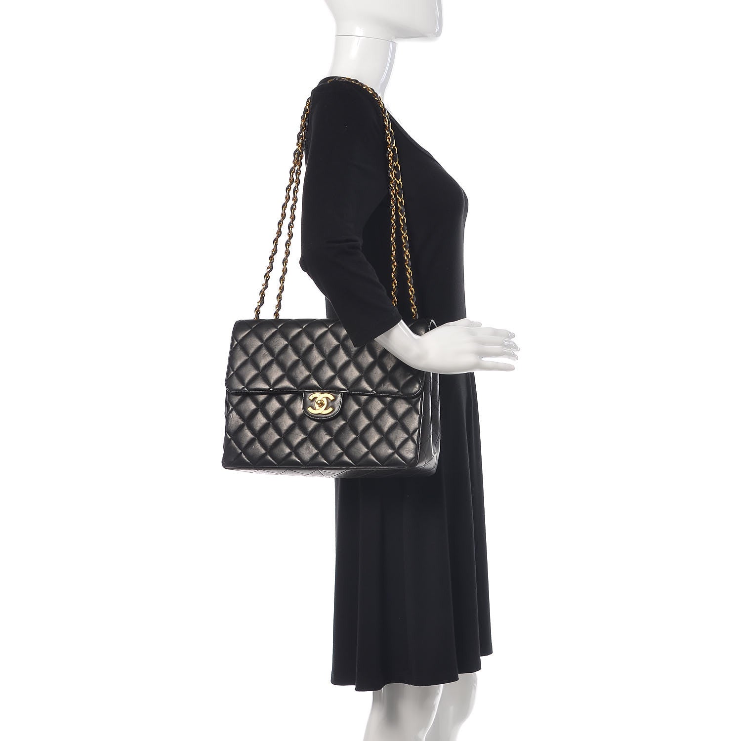 Chanel Lambskin Quilted Jumbo Single Flap Black 2 of 22