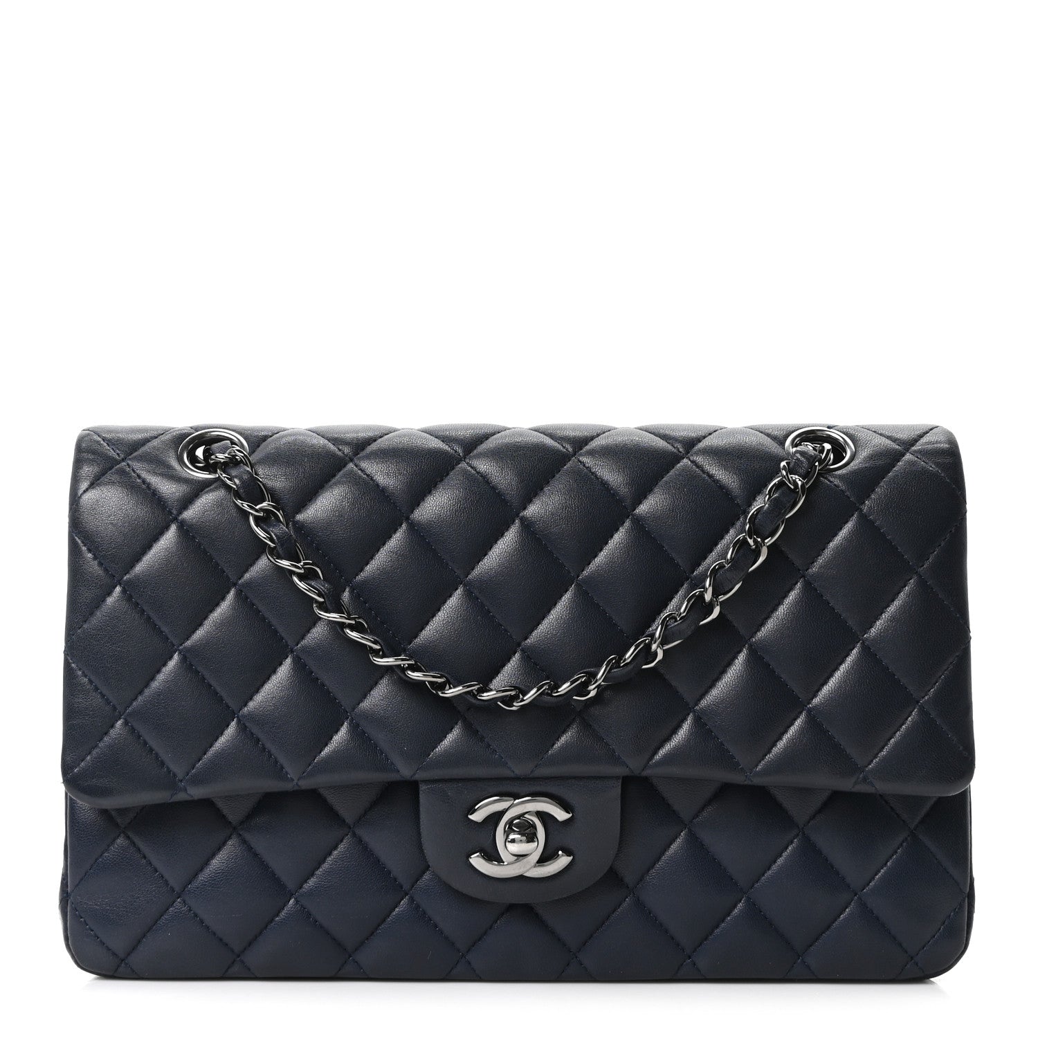 Chanel Lambskin Quilted Medium Double Flap Navy 1 of 10