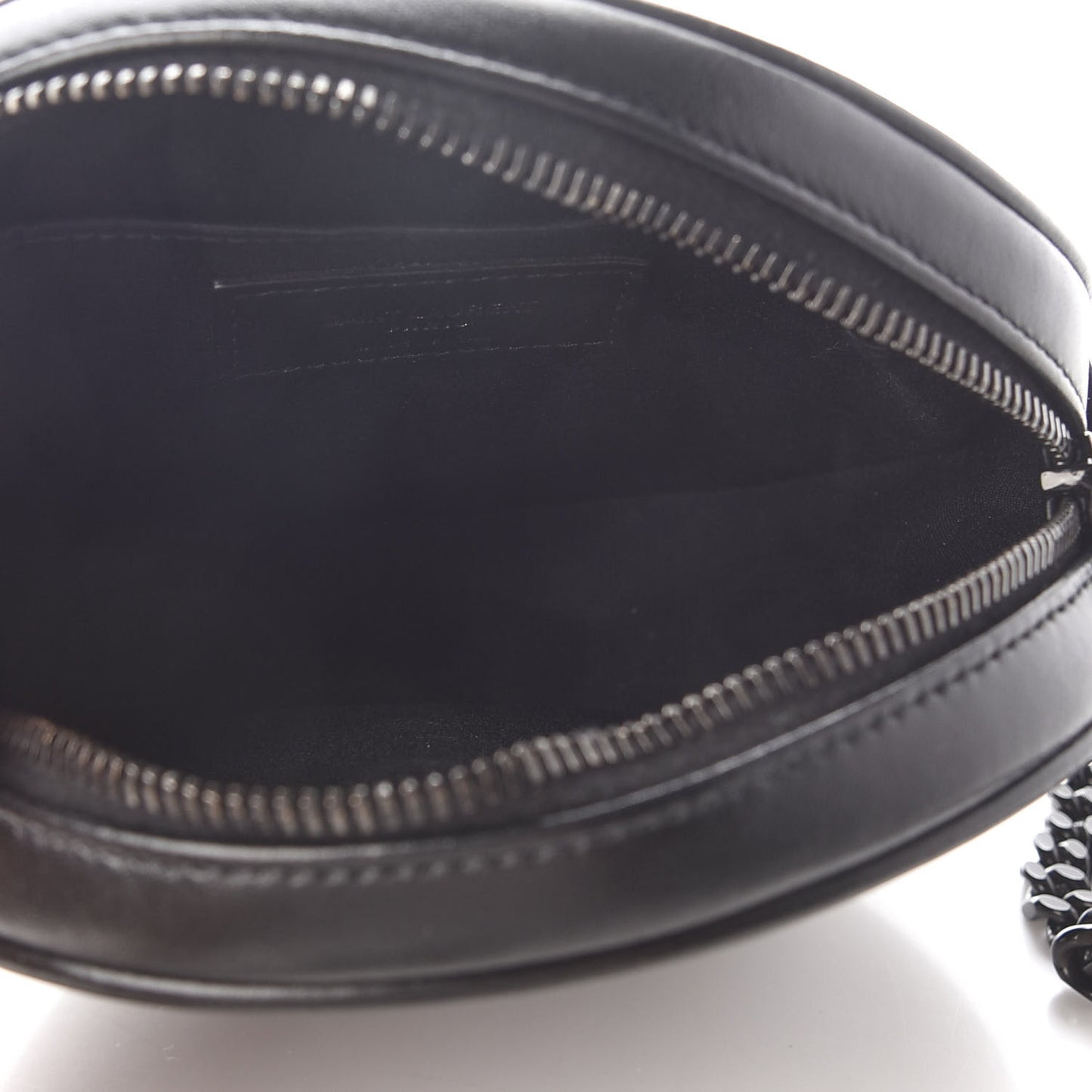 Calfskin Matelasse Chevron Round Vinyle Camera Bag Black