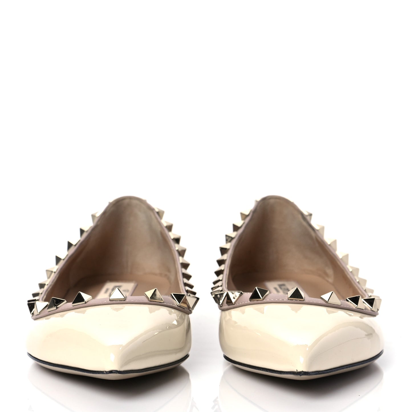 Patent Rockstud Ballerina Flats 37 Ivory Poudre