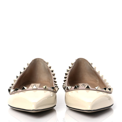 Valentino Garavani Patent Rockstud Ballerina Flats 37 Ivory Poudre 2 of 8