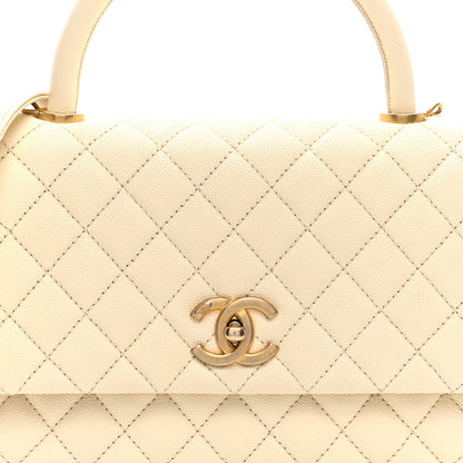 Chanel Caviar Quilted Small Coco Handle Flap White 8 of 10