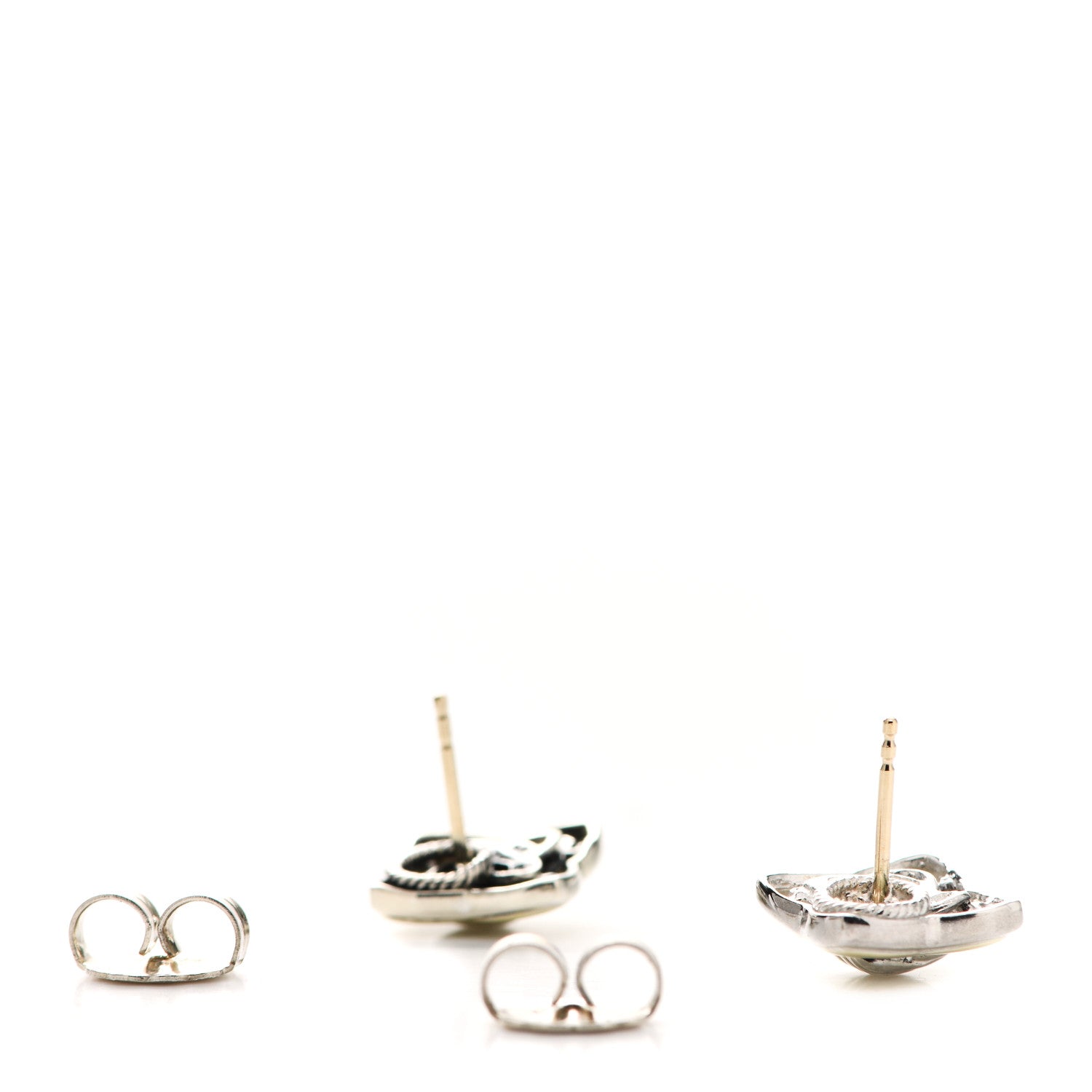David Yurman Sterling Silver 14K Yellow Gold Quatrefoil Earrings 3 of 5