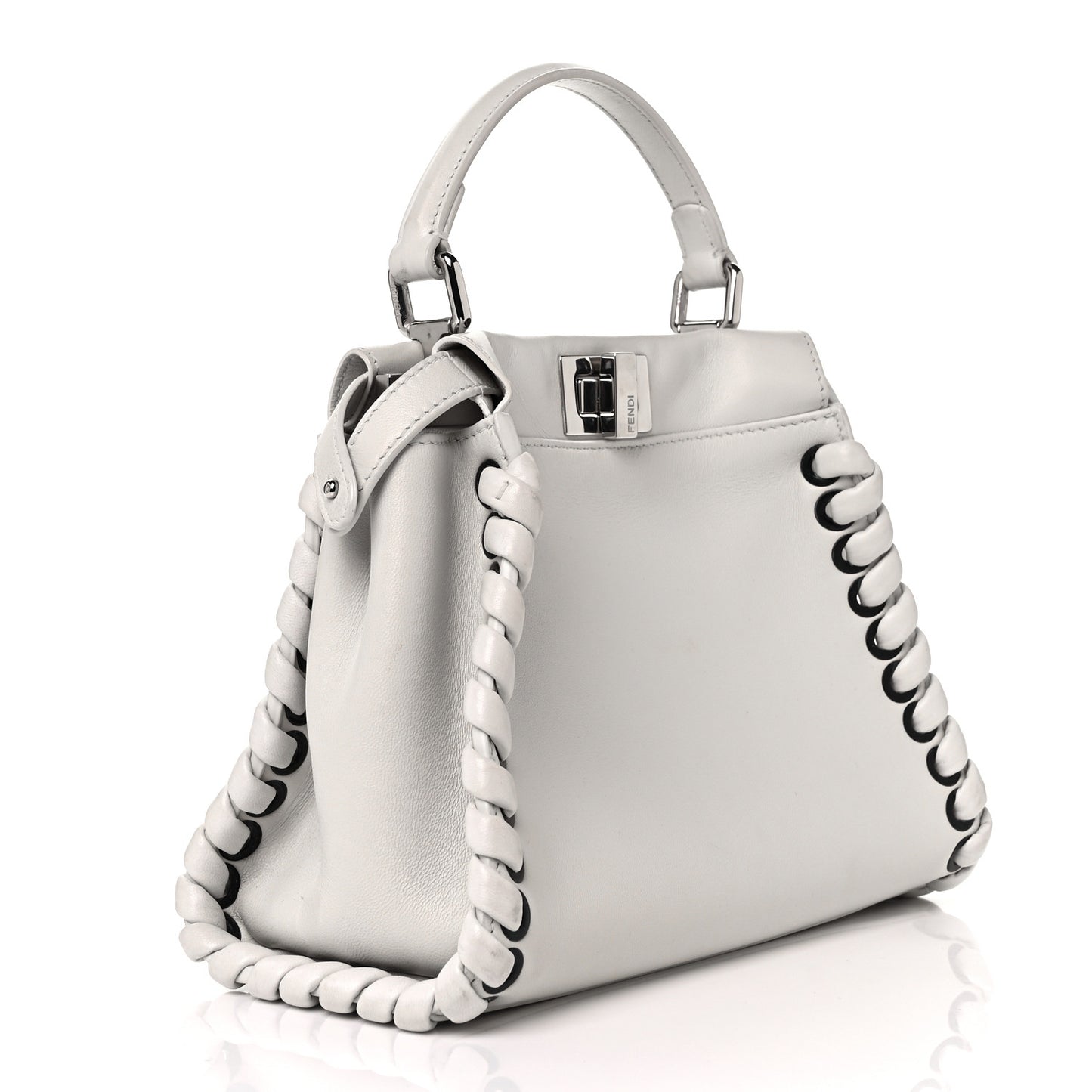 Nappa Lace Up Mini Peekaboo Iconic Satchel Bianco Carta