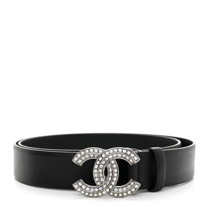 Chanel Calfskin Pearl Crystal CC Belt 85 34 Black 1 of 8