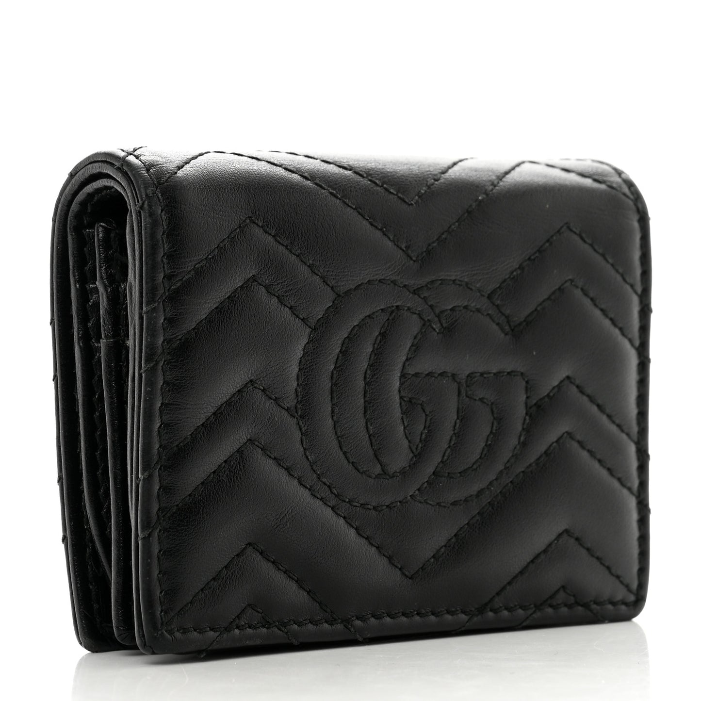 Calfskin Matelasse GG Marmont Card Case Wallet Black
