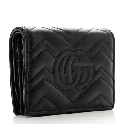 Gucci Calfskin Matelasse GG Marmont Card Case Wallet Black 3 of 9