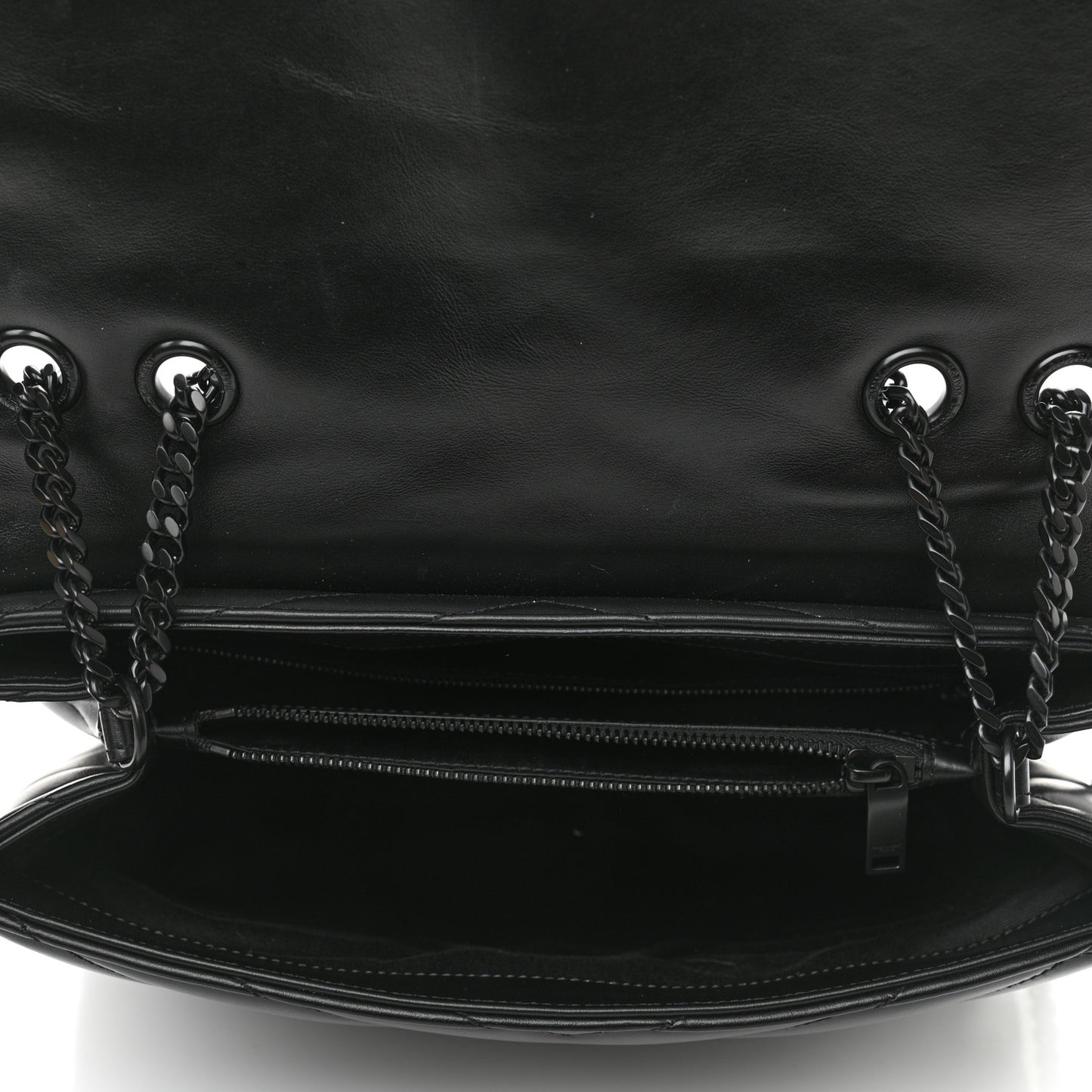 Calfskin Y Quilted Monogram Medium Loulou Chain Satchel Black