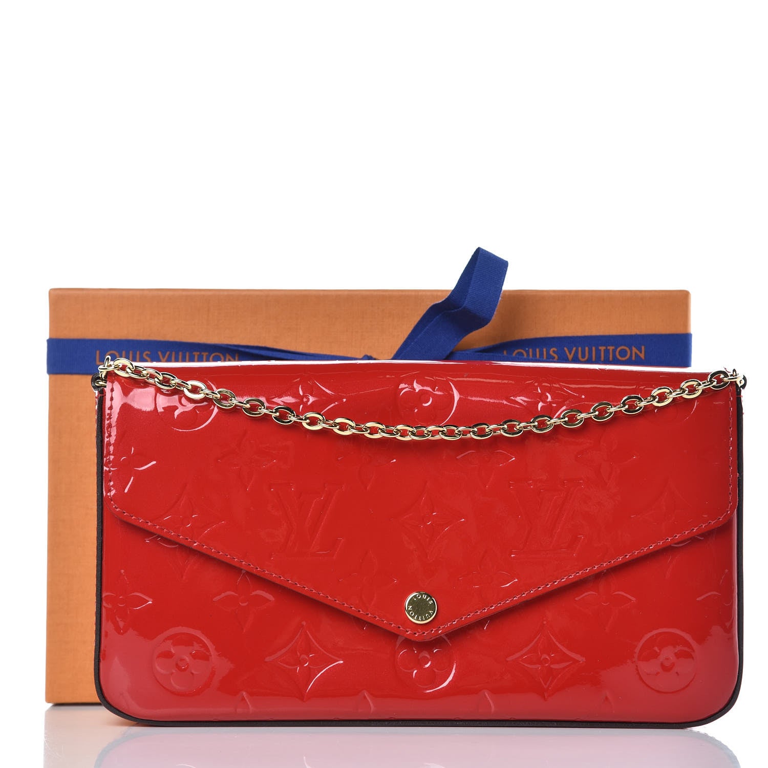 Louis Vuitton Vernis Felicie Pochette Chain Wallet Cherry 11 of 11