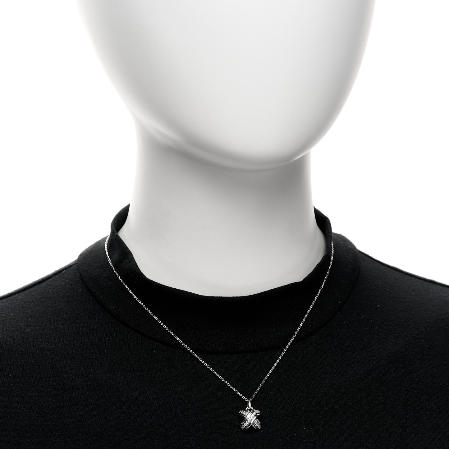 18K White Gold Diamond Signature X Pendant Necklace