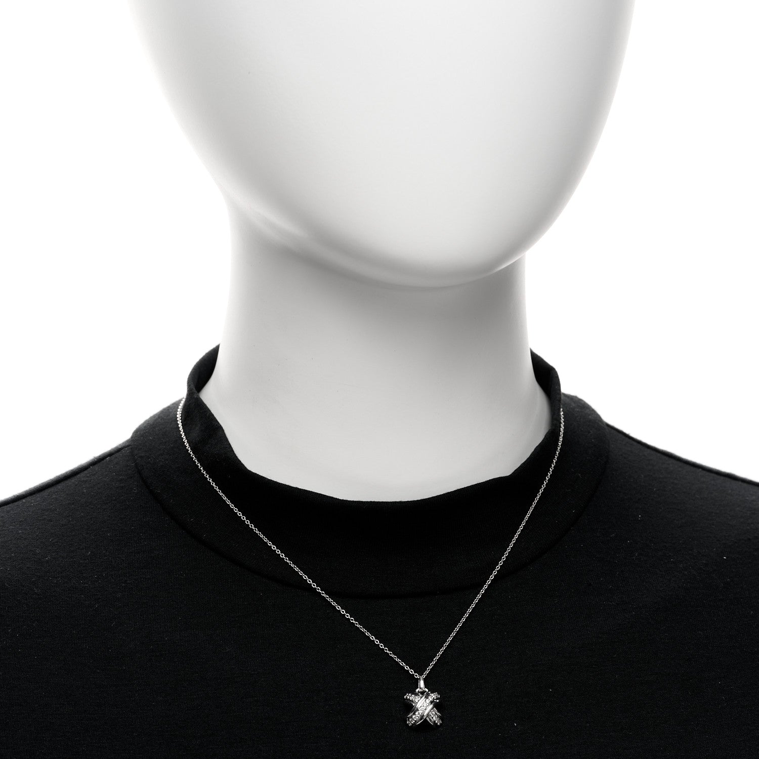 Tiffany 18K White Gold Diamond Signature X Pendant Necklace 2 of 5