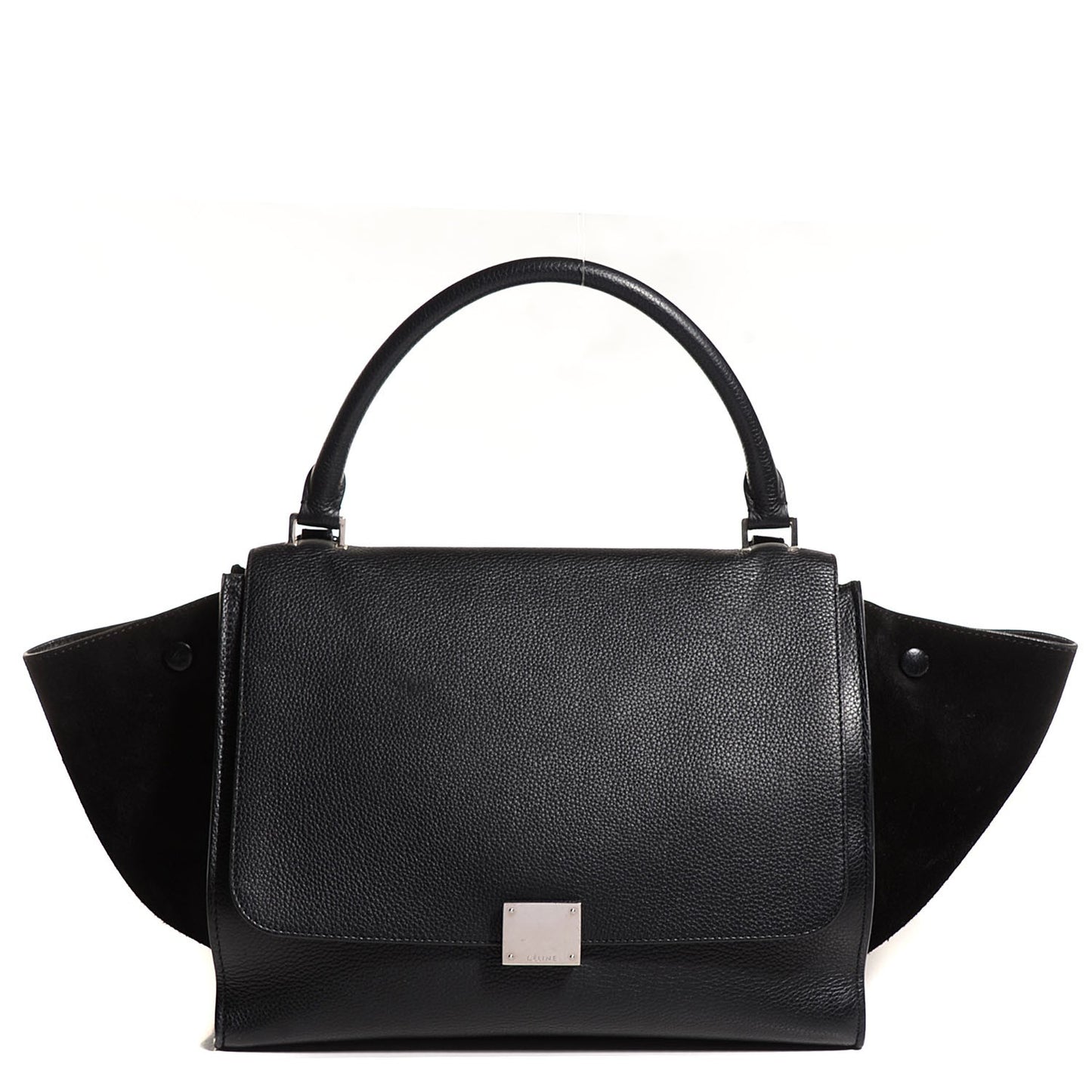 Drummed Calfskin Suede Medium Trapeze Black