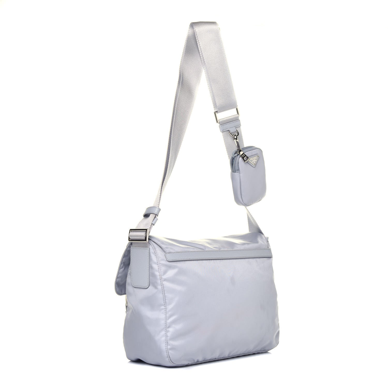 Prada Re-Nylon Vela Saffiano Pocket Double Buckle Messenger Shoulder Bag Fiordaliso 3 of 9