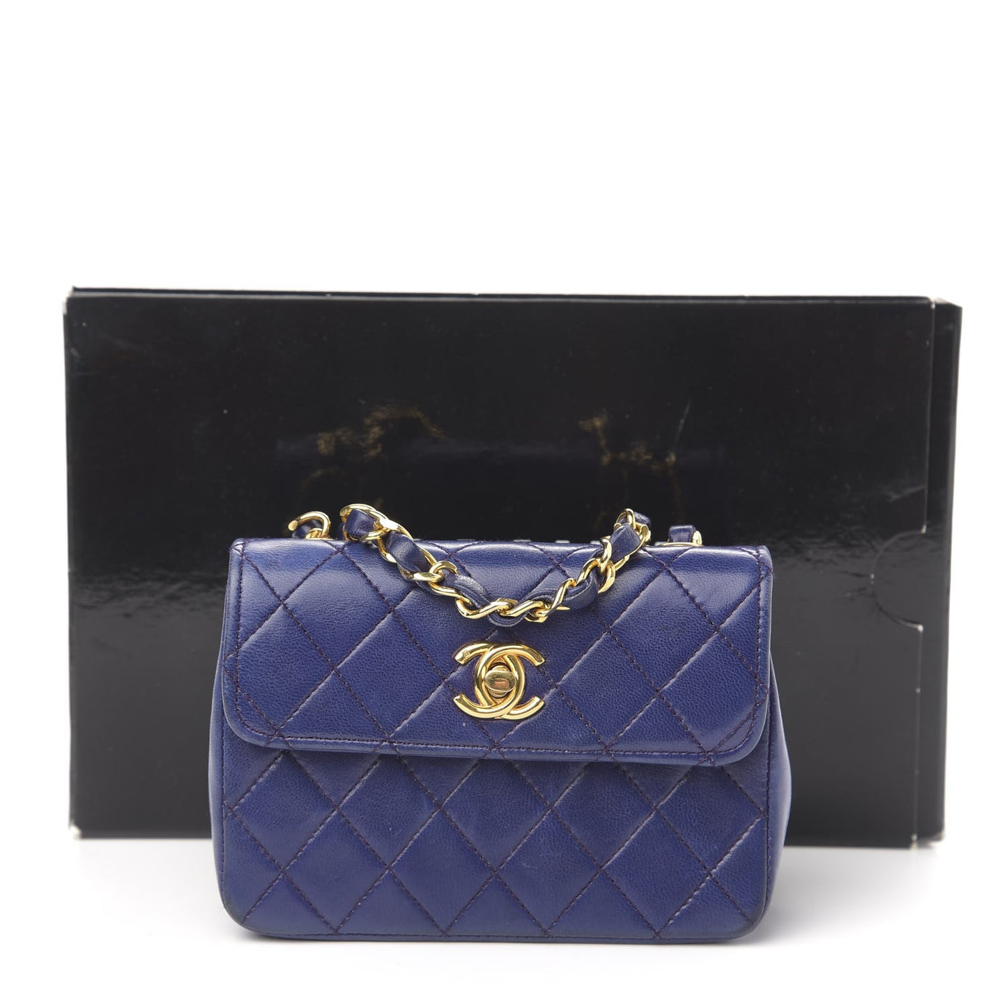 Lambskin Quilted Mini Square Flap Blue