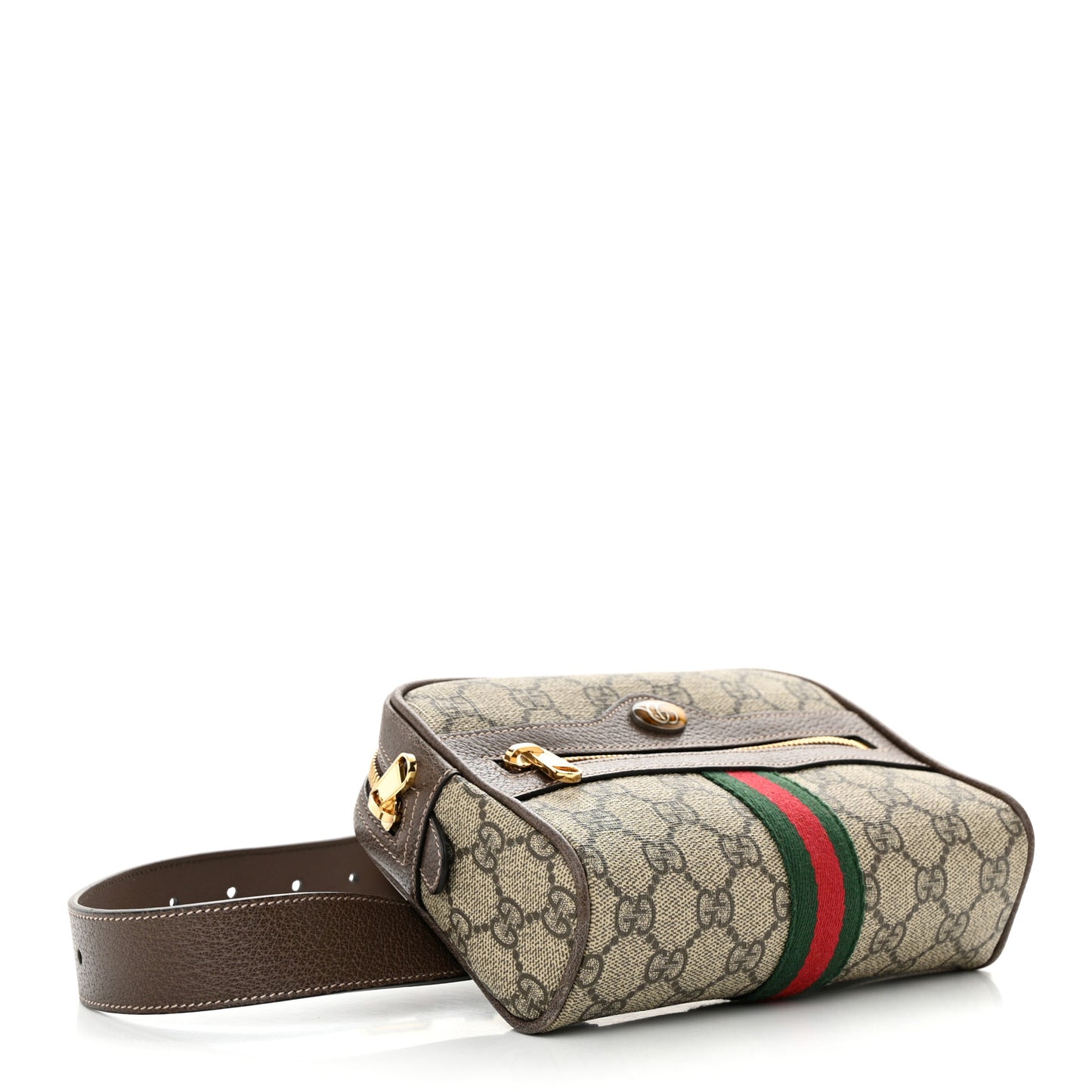 GG Supreme Monogram Web Small Ophidia Belt Bag 75 30 Dark Brown